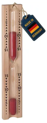 Produktbild von TFA Dostmann Sauna Sanduhr, 40.1001, Laufzeit 15 Minuten, aus Buche, hitzebeständig, Sauna-Zubehör, mit Befestigungsmaterial, Rot