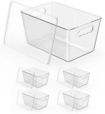 Obrázek produktu pro Unyqoos® Průhledné stohovatelné úložné boxy do lednice a kuchyně, sada 4 kusů