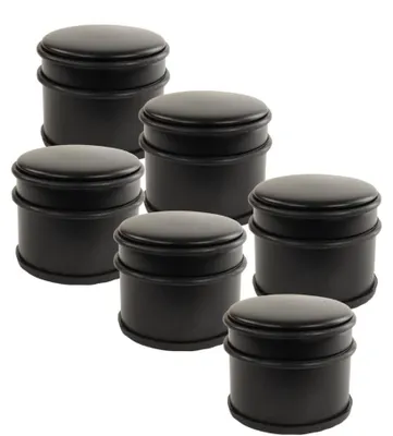 Image de Lot de 6 butoirs de porte - Matériau : noir - Dimensions : 9 x 7,5 cm