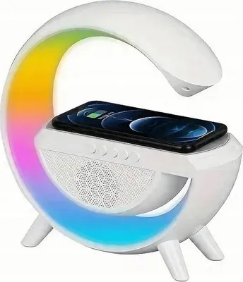 Zdjęcie produktu dla Głośnik ładowarka przenośny bezprzewodowy do telefonu indukcja RGB LED