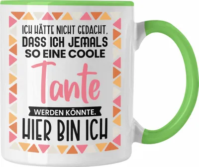 Produktbild von Trendation - Beste Tante Ever Tasse Geschenk Geburtstag Weihnachten Lustig Geschenkideen von Nichte Lieblingstante Hier Bin Ich (Grün)