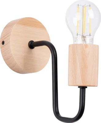 Produktbild von Wandlampe TIMBO schwarz 1xE27 15W Stahl/Holz 18.5x19x8cm Sollux Lighting