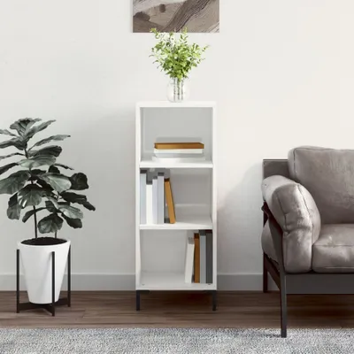 Produktbild von [Home] Sideboard Hochglanz-Weiß 34,5x32,5x90 cm Holzwerkstoff , Neue Mode 2024 im häuslichen Leben