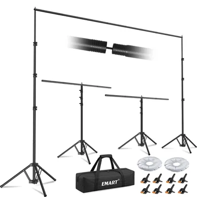 Produktbild von Fotohintergrundständer Hintergrundsystem Fotostudio - 3 x 2,6 m - Höhenverstellbar - 8 Federklammern - Mit Tragetasche - Für Fotografie und Video