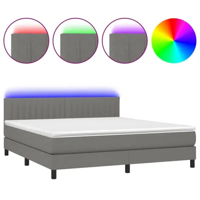 Produktbild von Boxspringbett mit Matratze & LED Dunkelgrau 180x200 cm Stoff