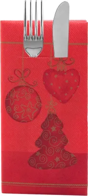 Produktbild von Sovie HOME Weihnachtsbesteckserviette Tiffany in Rot aus Linclass® Airlaid 40 x 40 cm, 1/8 Falz, 12 Stück