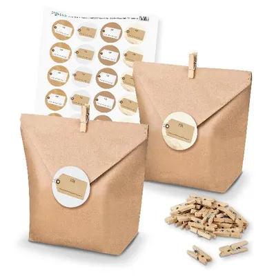 Produktbild von itenga SET Geschenktüten Etiketten Vintage Papier Mix unlackiert (Motiv 79) 24