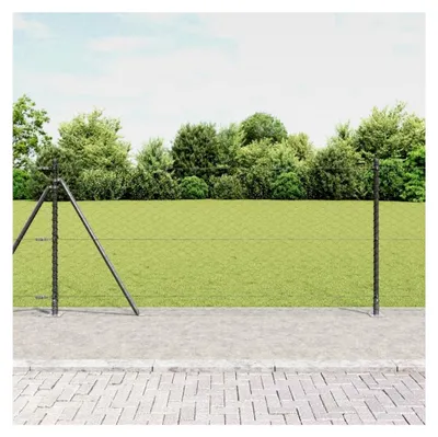 Produktbild von Zaunpfosten Grau 10 x 1 m (50 mm Netz) aus Stahl und PVC für Gartenzaun, Hundezaun, Weidezaun und Hühnerzaun