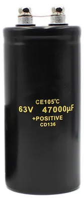 Elektrolytkondensator 47000 µF / 63 V, 50x105 mm, Schraubanschluss