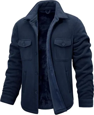 Imagen del producto de Chaquetas de franela con forro de sherpa, cuello con solapas y bolsillos, ideales para el invierno