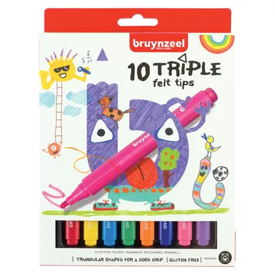 Produktbild von Bruynzeel - Filzstift Kids Triple-Set mit 10 Farben