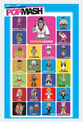 Image de Popmash - Poster - Characters + cadre amovible, Shinsuke® Maxi MDF blanc, vitre acrylique