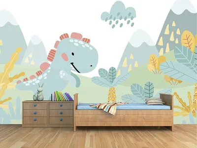 Produktbild von Selbstklebende Vlies Tapete Dinosaurier Motiv für Kinderzimmer 400x300 cm