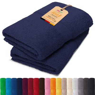 Produktbild von EllaTex PARIS 2er Set Duschtücher 70x140 cm – 100% Baumwolle, 500 g/m² Frottier, in Farbe: Navy