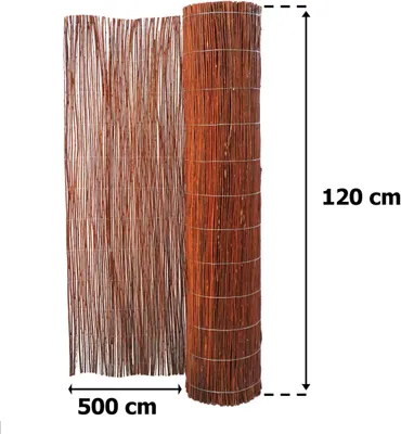 Produktbild von BOGATECO Weidenmatte Sichtschutz Zaun aus Holz | 120 cm Hoch & 500 cm Lang | Perfekt fŸr den Garten, Balkon und Terrasse | Hergestellt in Europa