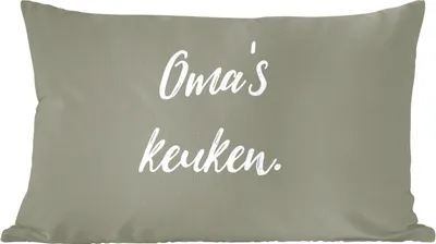 Produktbild von MuchoWow® Zierkissen Sofakissen Wohnzimmer Dekokissen 60x40 cm Zitate - Sprichwörter - Großmutters Küche - Küche - Kopfkissen - Polster mit Foto