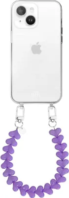 Produktbild von Funky Hearts (Purple) Transparant Cord Hülle  - Kompatibel mit iPhone 14 Plus