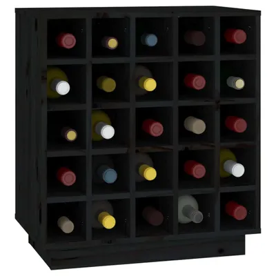 Produktbild von vidaXL Weinregal Schwarz 55,5x34x61 cm Massivholz Kiefer