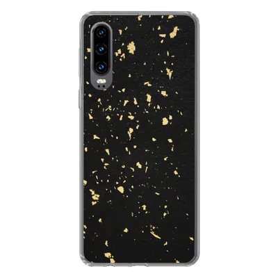 Produktbild von MuchoWow® Handyhülle Schutzhülle Hülle für Huawei P30 Goldene Flocken auf schwarzem Hintergrund Silikon Softcase Handy Hülle - Kartenbesitzer