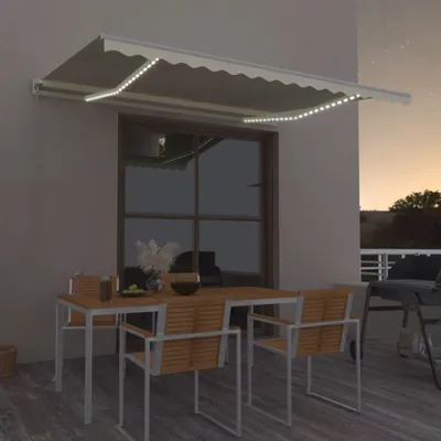 Produktbild von The Living Store Gelenkarmmarkise Einziehbar mit LED 400x300 cm Creme