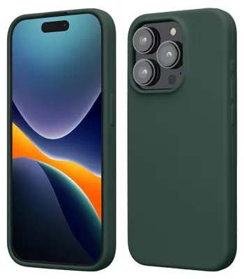 Produktbild von kwmobile Handyhülle für iPhone 15 Pro Hülle, für iPhone 15 Pro Case - Hülle Silikon - kabelloses Laden - Moosgrün