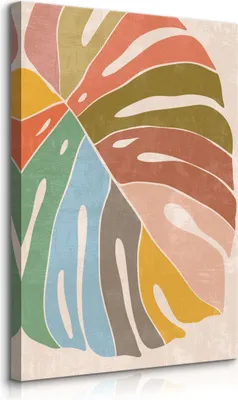 Produktbild von Muralo Leinwandbild Canvas für Wohnzimmer bunte BLATT Pflanze Natur Boho Stil Br. 40cm x Hö. 60cm