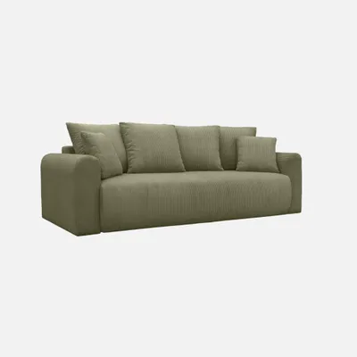 Immagine prodotto di sweeek - Divano letto a 3 posti con rivestimento in velluto a coste e vano contenitore - Kaki