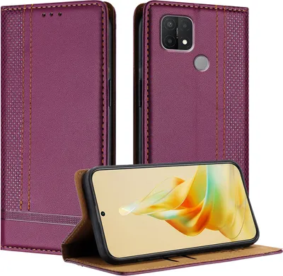 Produktbild von Handyhülle für OPPO A15 Leder Flip Klappbare Schutzhülle mit Standfunktion Lila