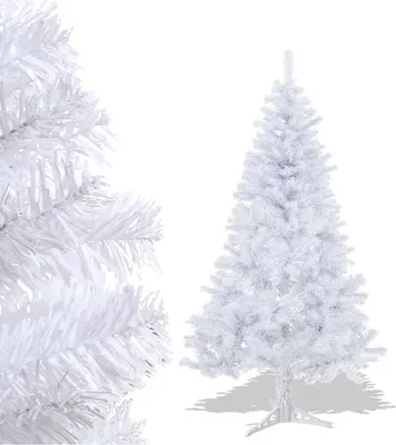 Zdjęcie produktu dla Sztuczne drzewko bożonarodzeniowe Jayseuw, 120 cm, z 220 igłami PVC, stojakiem i składaną konstrukcją, kolor biały