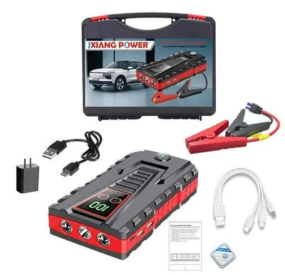 Immagine prodotto di Power bank per auto per avviamento di emergenza - Dispositivo di avviamento da 12 V - Corrente di picco di 600 A - 6000 mAh - Booster portatile per batterie automobilistiche