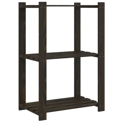 Obrázek produktu pro vidaXL Úložný regál se 3 policemi černý 60x38x90 cm z masivního borovicového dřeva
