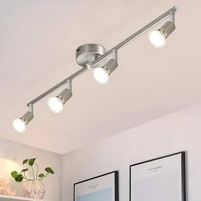 Obrázek produktu pro ZMH LED stropní bodové svítidlo 4 plameny obývací pokoj - stropní světlo moderní stropní svítidlo GU10 stropní bodové svítidlo otočné 350°otočné bodové svítidlo nerezové stropní svítidlo interiér ložnice bez žárovek