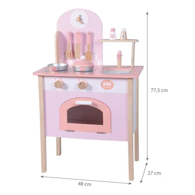 Produktbild von 4iQ Spielküche Spielzeug Küche aus Holz für Kinder KidsCookSpace 48x27x77,5 cm mit Zubehör