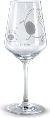 Produktbild von Mr. & Mrs. Panda Weinglas Avocado Tanzen - Transparent - Geschenk, graviertes, Musik, Party, Rotweinglas mit Gravur, Fröhlich, glas für rotwein, Singen, Kelch