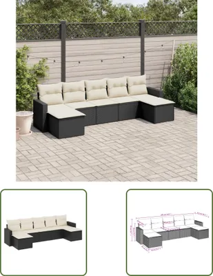 Produktbild von The Living Store 7-tlg. Garten-Sofagarnitur mit Kissen Schwarz Poly Rattan