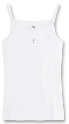 Produktbild von Sanetta Mädchen-Unterhemd weiß Strassherz Spaghettiträger | Kinder-Shirt