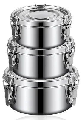 Edelstahl-Brotdosen-Set, 3er-Pack, 500/1000/1500 ml, luftdicht