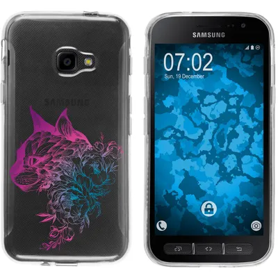 Produktbild von PhoneNatic Case kompatibel mit Samsung Galaxy Xcover 4 / 4s Silikon-Hülle Floral Katze M2-6