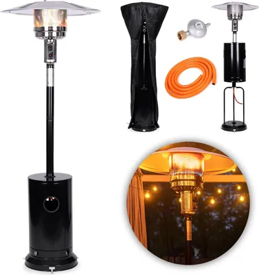 Image de Chauffage de terrasse à gaz, 13 kW, verre, pour jardin et terrasse, régulateur, tuyau, couverture, MultiGarden