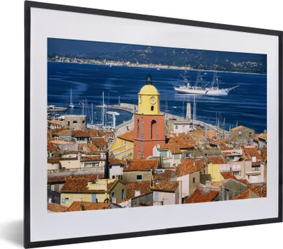 Produktbild von MuchoWow® MuchoWow® Gerahmtes Poster Saint-Tropez und das blaue Mittelmeer in Frankreich 40x30 cm - Poster mit zchwarzem Bilderrahmen - Bilderrahmen - Poster im Rahmen