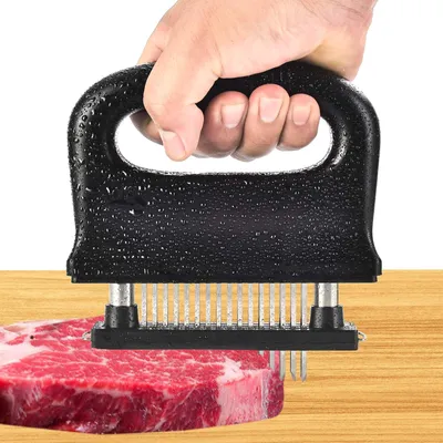 Fleischklopfer mit 48 Klingen, Edelstahl, rutschfester Griff