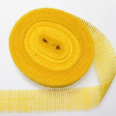 Produktbild von 25m Juteband 40mm Schleifenband Geschenkband Gitterband Jute Deko Schleife Band, Farbe:gelb