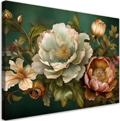 Produktbild von Leinwandbild Naturblumen Grün 120x80 Feeby Grün bild für die wand bereit zum aufhängen