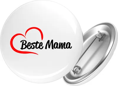 Produktbild von Huuraa Button Beste Mama Herz 59mm rund mit Sicherheitsnadel Ansteckbutton Geschenkidee
