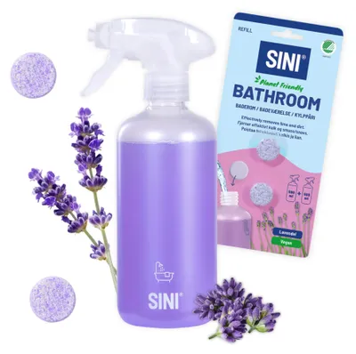 Produktbild von SINI Starterset Badezimmer – Flasche & 2 Tabletten - Allzweckreiniger mit Grapefruitduft – pH-neutral, Vegan & Umwelt (Nordic Swan) – Hergestellt in Finnland