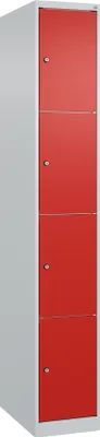 Produktbild von CP Schließfachschrank Classic Plus lichtgrau, verkehrsrot 080000-104 S10002, 4 Schließfächer 30,0 x 50,0 x 185,0 cm