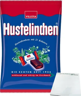 Produktbild von Villosa Hustelinchen Bonbons Kräuterbonbons Hustenbonbons mit Lakritz (150g) + usy Block