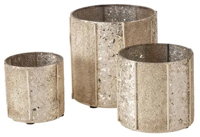 Produktbild von 3tlg Set Windlicht Belliani rund 3 Größen Gold Kerzen-Ständer Teelicht-Halter