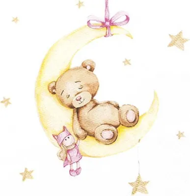 Produktbild von 20 Servietten Leonie - Teddy im Mond rosa 33x33cm