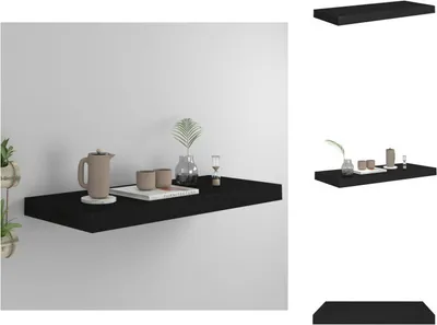 Produktbild von vidaXL Schwebendes Wandregal Schwarz 60x23,5x3,8 cm MDF -  Wandregale